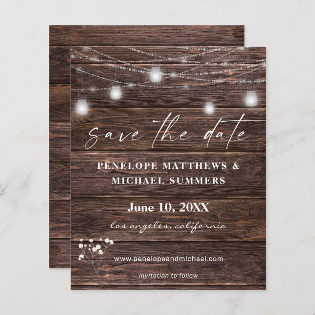 Budget Baby's Breath Rustika "Save the Date" (Fram/baksida)