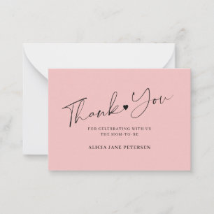 Budget babyshowerscript rosa tackkort anteckningskort