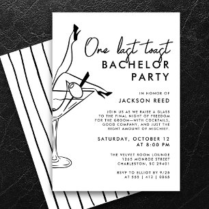 Budget Bachelor Party Black and White Martini Inbjudningar