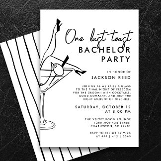 Budget Bachelor Party Black and White Martini Inbjudningar
