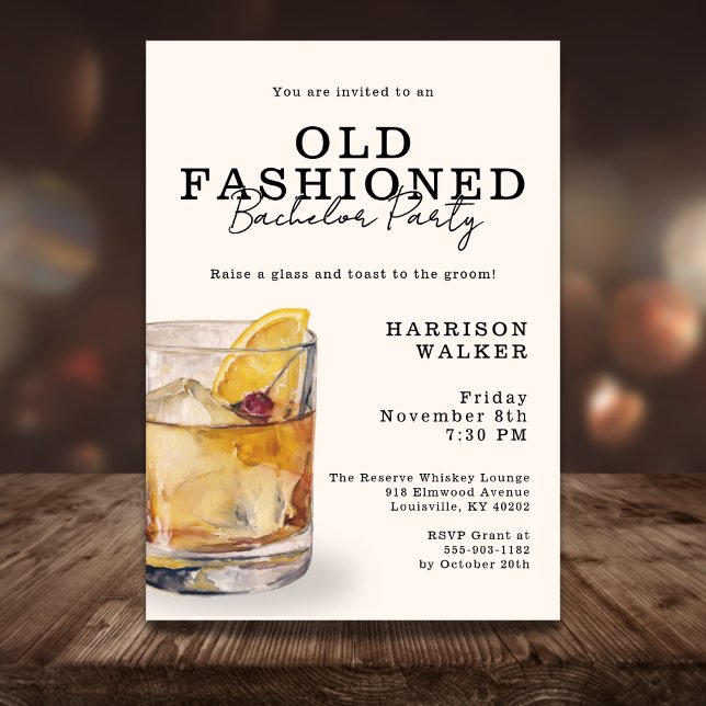 Budget Bachelor Party Old Fashioned Whiskey Theme Inbjudningar (Skapare uppladdad)