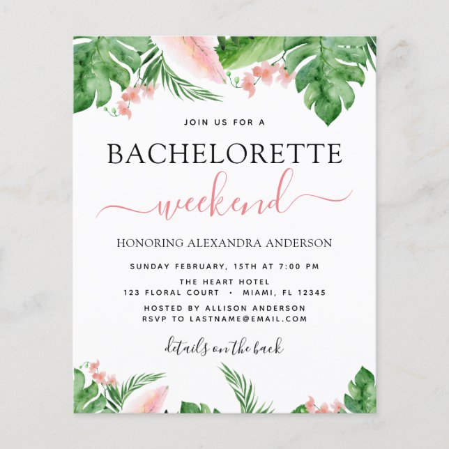 Budget Bachelorette Helg Itinerary Tropical (Framsida)