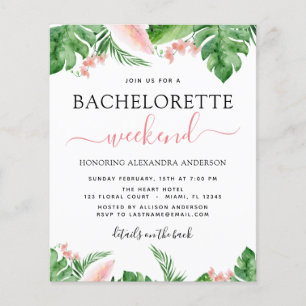 Budget Bachelorette Helg Itinerary Tropical Flygblad