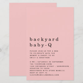 Budget Backyard Baby Q BBQ Shower Rosa Inbjudan