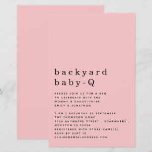 Budget Backyard Baby Q BBQ Shower Rosa Inbjudan