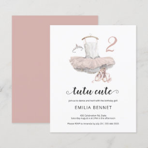 Budget Ballerina Tutu Söt 2-års inbjudan