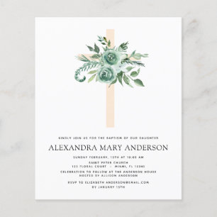 Budget Baptism Blommigt Greenery Sage Eucalyptus Flygblad