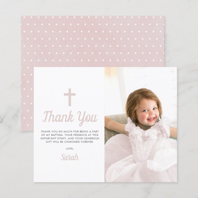 Budget Baptism Christening Girl Photo Tack (Fram/baksida)
