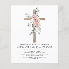 Budget Baptism Dusty Rosa ros Greenery Eucalyptus Flygblad