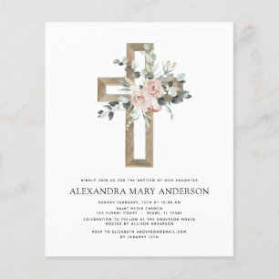Budget Baptism Greenery Dusty Rosa ros Flygblad
