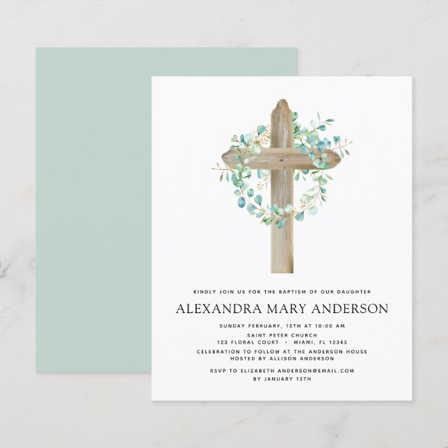 Budget Baptism Greenery Sage Eucalyptus (Fram/baksida)