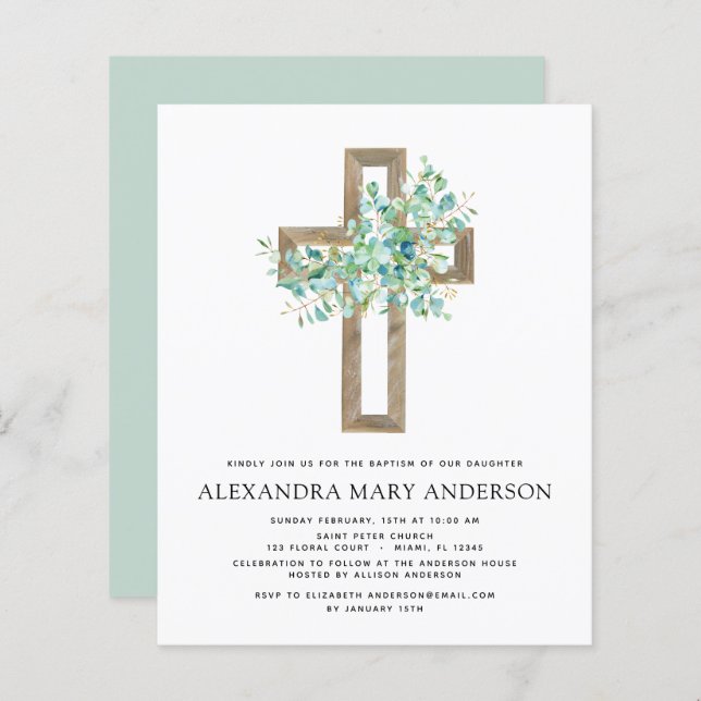 Budget Baptism Greenery Sage Eucalyptus (Fram/baksida)