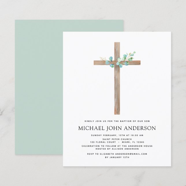 Budget Baptism Greenery Sage Eucalyptus (Fram/baksida)
