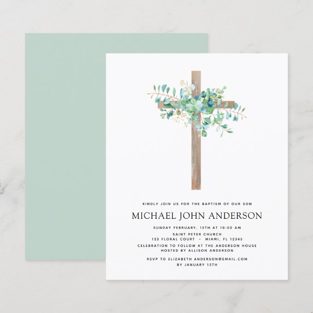 Budget Baptism Greenery Sage Eucalyptus (Fram/baksida)