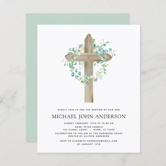 Budget Baptism Greenery Sage Eucalyptus (Fram/baksida)