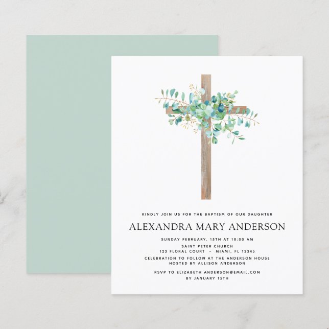 Budget Baptism Greenery Sage Eucalyptus (Fram/baksida)