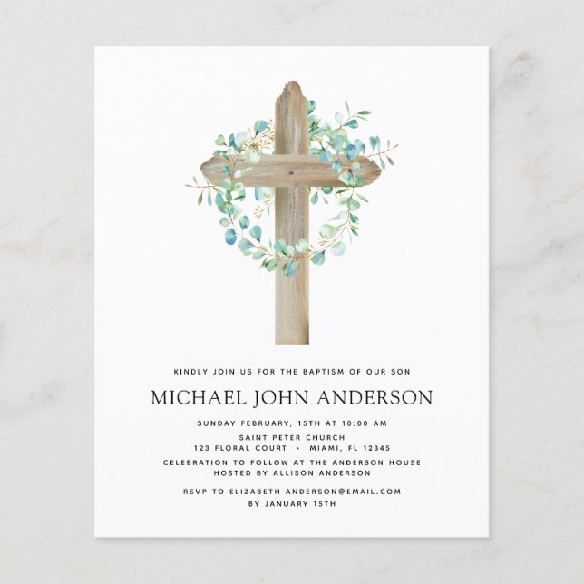 Budget Baptism Greenery Sage Eucalyptus Flygblad (Framsidan)