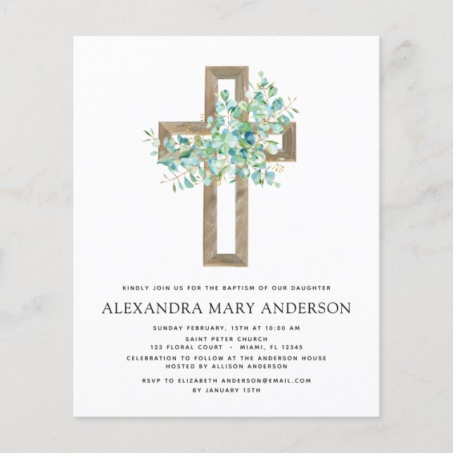 Budget Baptism Greenery Sage Eucalyptus Flygblad (Framsidan)