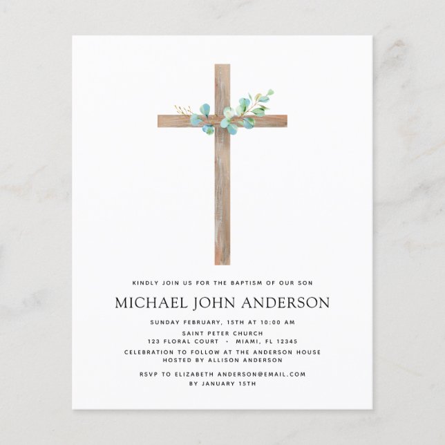 Budget Baptism Greenery Sage Eucalyptus Flygblad (Framsidan)