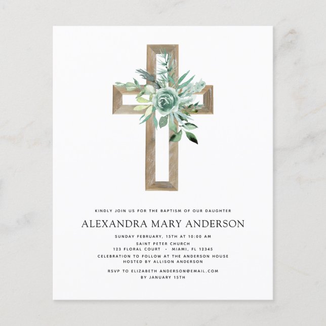 Budget Baptism Greenery Sage Eucalyptus Flygblad (Framsidan)