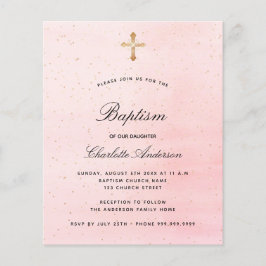 Budget baptism - inbjudan till  rosa guld-flicka