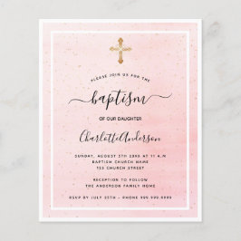 Budget baptism - inbjudan till  rosa guld-flicka