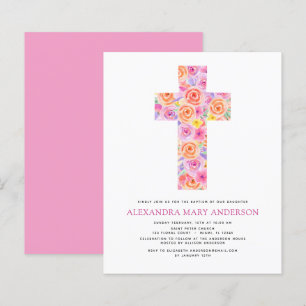 Budget Baptism Pastel Blommigt Rosa ros Kor
