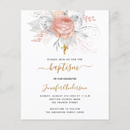 Budget Baptism ro guld blommigt flicka vit