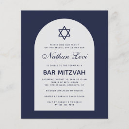 Budget Bar Mitzvah Blå Båge Inbjudan