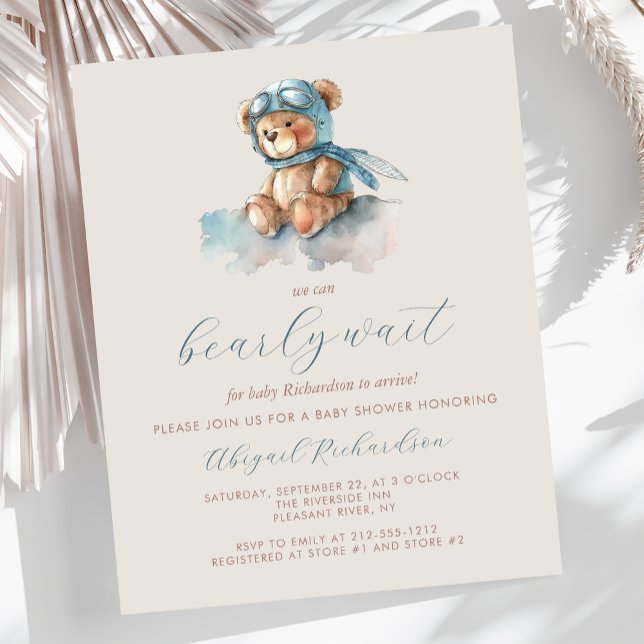 Budget Barly Wait Blue Boy Bear Baby Shower (Skapare uppladdad)