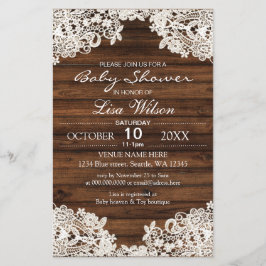 Budget Barn Wood Snöre Baby Shower-inbjudan
