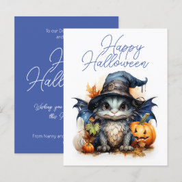 Budget Barns vattenfärg Baby Dragon Halloween Vykort
