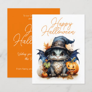 Budget Barns vattenfärg Baby Dragon Halloween Vykort