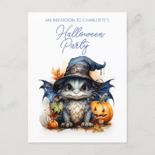 Budget Barns vattenfärg Baby Dragon Halloween Vykort