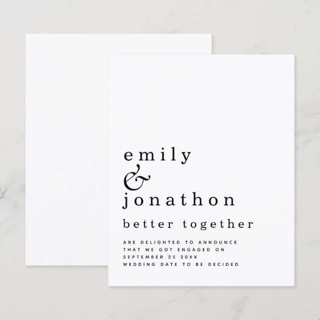 Budget Bättre tillsammans Meddelande om Förlovning (Fram/baksida)