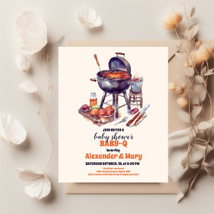 Budget BBQ Rustic Par Baby Shower BabyQ Flygblad