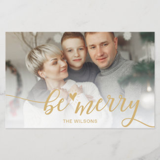 Budget Be Merry Script Guld foto Julkort