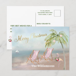 Budget Beach Flamingo Wandeo Unik jul Meddelande Vykort