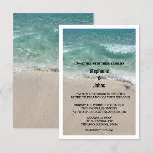 Budget Beach Teal Sandy Ocean Destination Wedding Inbjudningar