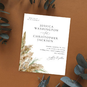 Budget Beachy Boho Pampas Grass Bröllop Flygblad