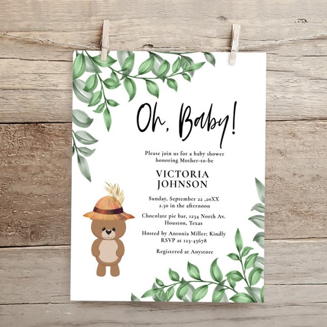 Budget Bear in the Wood Baby Shower bjudan (Skapare uppladdad)