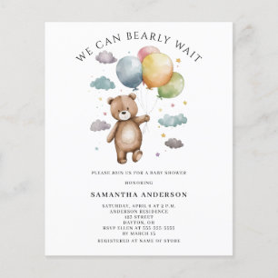 Budget Bearly Wait Baby Shower Inbjudan Flygblad