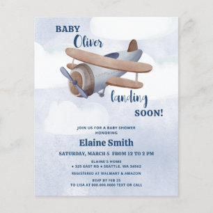 Budget Bebis Landar Snart Blå Pojke Flygplan Baby