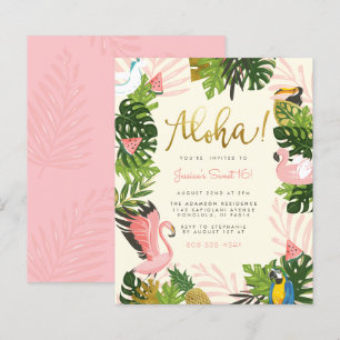 Budget Beige Aloha Hawaii Tropisk Guld Födelsedag