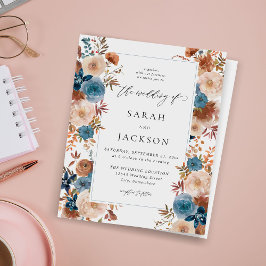 Budget Beige & Dusty Blue Blommigt Bröllop S2 Blue