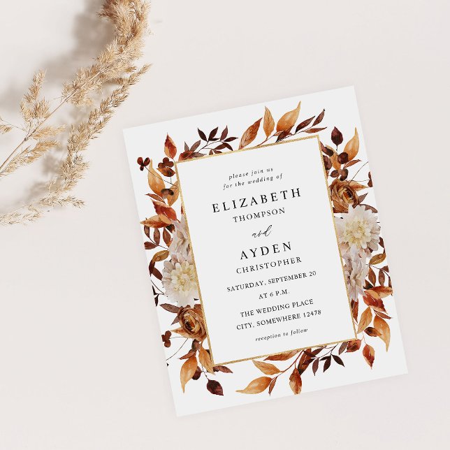Budget Beige Fall Blommigt 2 Bröllop Flygblad (Skapare uppladdad)