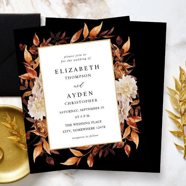 Budget Beige Fall Blommigt 2 Bröllop - svart (Skapare uppladdad)