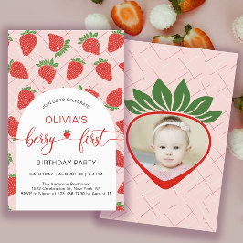 Budget Berry 1st First Birthday Party Invitation Flygblad