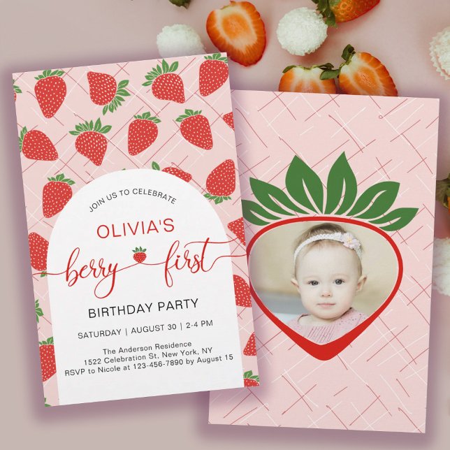 Budget Berry 1st First Birthday Party Invitation Flygblad (Budget Berry 1st First Birthday Party Invitation Flyer)