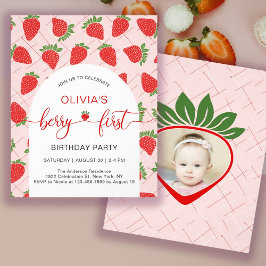 Budget Berry 1st First Födelsedagsfest inbjudan Flygblad